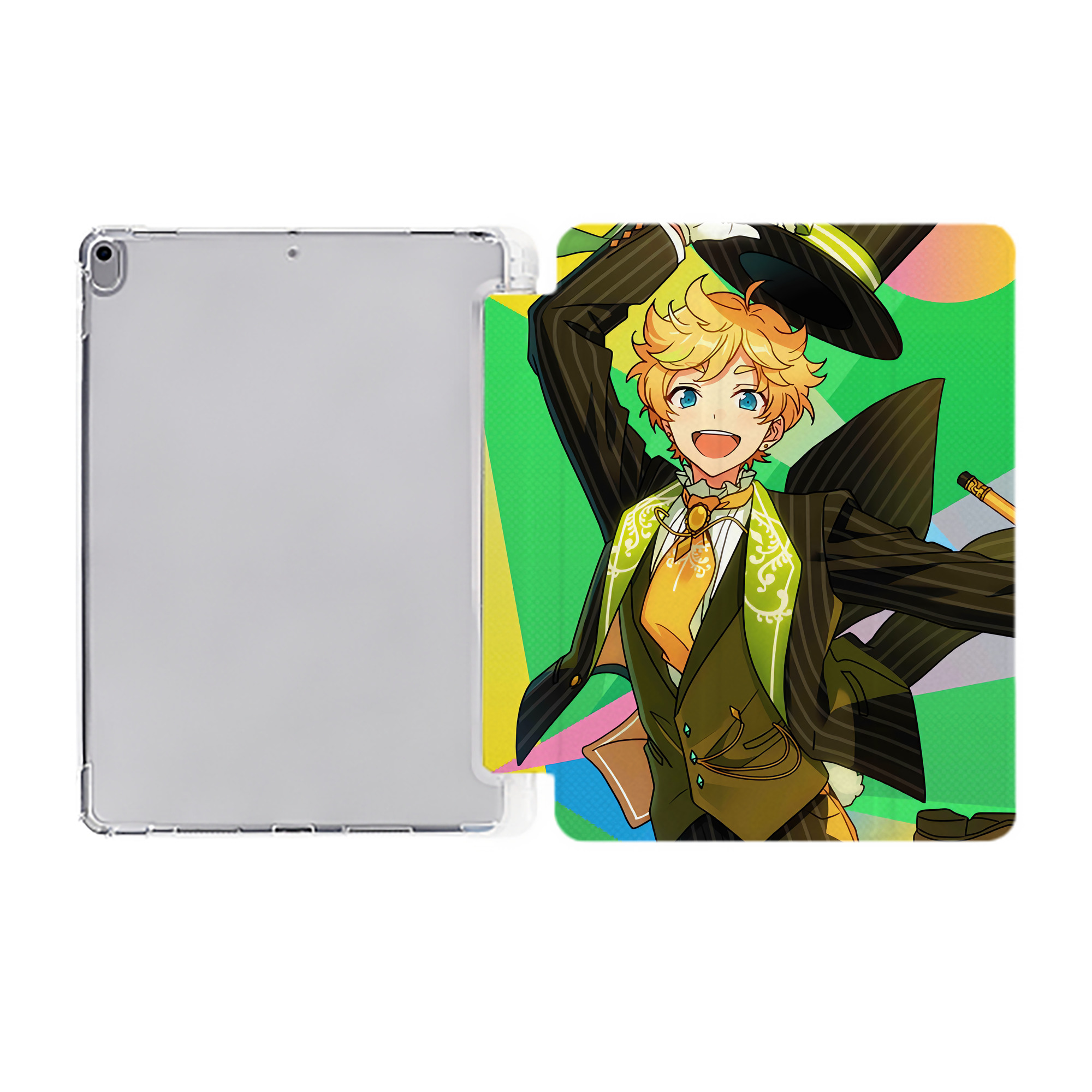 （画像用） あんさんぶるスターズ! Ensemble Stars IPad ケース ペン収納付き 三つ折りスタンド PUレザー×シリコン 対応機種9.5/10.5/10.9インチ